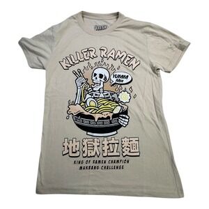 Fresh Laundry‎ Killer Ramen Skeleton Graphic T Shirt Beige Size S